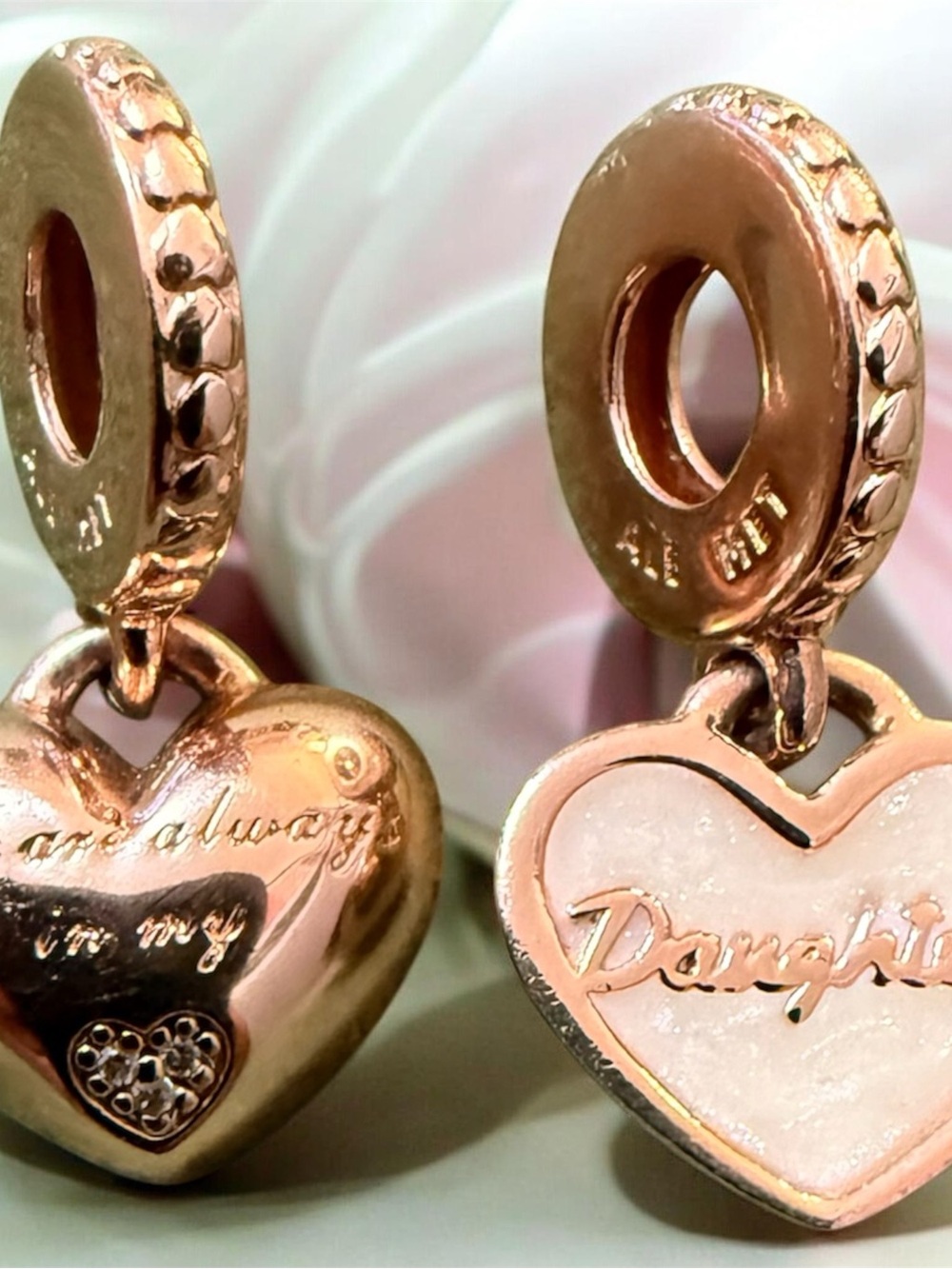 Authentic Pandora Gold Mother Daughter Heart Dangle